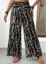 Modlily Black Snakeskin Print Wide Leg Elastic Waist Pants - S