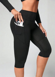 Modlily Black Stretch Skinny Elastic Waist High Waisted Sports Bottom - S