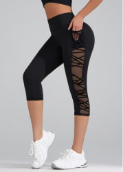 Modlily Black Stretch Skinny Elastic Waist High Waisted Sports Bottom - XL