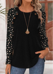 Modlily Black Tummy Coverage Ditsy Floral Print T Shirt - S