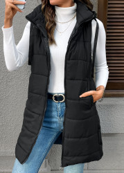 Modlily Black Tummy Coverage Sleeveless Tunic Waistcoat - L