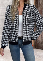 Modlily Black Zipper Long Sleeve V Neck Coat - M