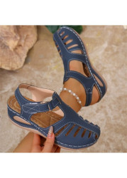 Modlily Blue Closed Toe Low Heel Sandals - 36
