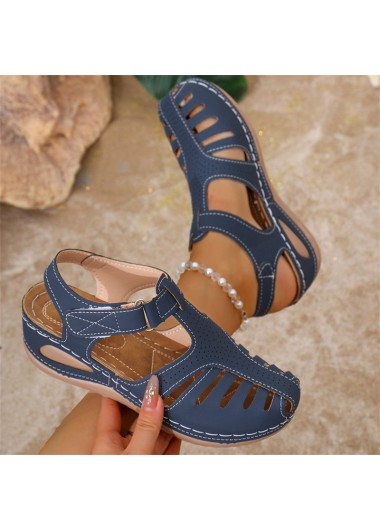 Modlily Blue Closed Toe Low Heel Sandals - 36