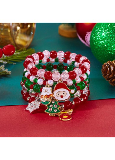 Modlily Christmas Multi Color Santa Claus Alloy Bracelets - One Size