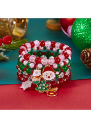 Modlily Christmas Multi Color Santa Claus Alloy Bracelets - One Size