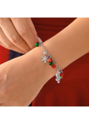 Modlily Christmas Silver Bell Snowflake Alloy Bracelet - One Size