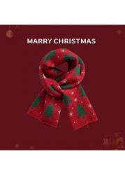 Modlily Christmas Tree Design Red Knitted Scarf - One Size