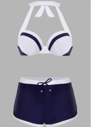 Modlily Contrast Knot Detail Halter Bikini Set - XL