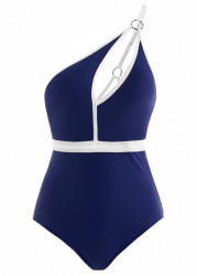 Modlily Contrast Spaghetti Strap Cutout One Piece Swimwear - XL