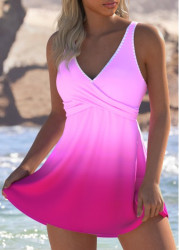 Modlily Criss Cross Ombre Purple Tankini Set - M