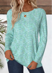 Modlily Cyan Dazzle Colorful Print Long Sleeve T Shirt - XL