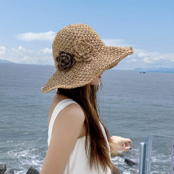 Modlily Dark Camel Color Wide-brimmed Design Hat - One Size