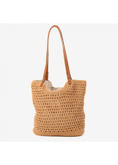 Modlily Dark Camel Color Zip Shoulder Bag - One Size