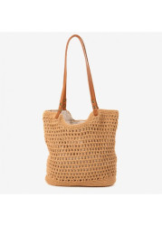 Modlily Dark Camel Color Zip Shoulder Bag - One Size
