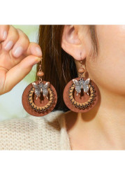 Modlily Dark Coffee Butterfly Alloy Detail Earrings - One Size