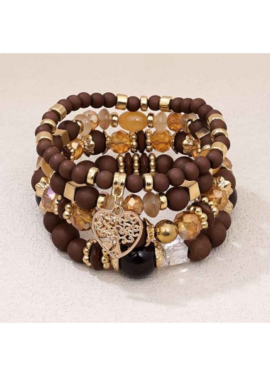 Modlily Dark Coffee Color Acrylic Detail Bracelets - One Size