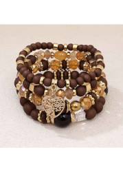 Modlily Dark Coffee Color Acrylic Detail Bracelets - One Size