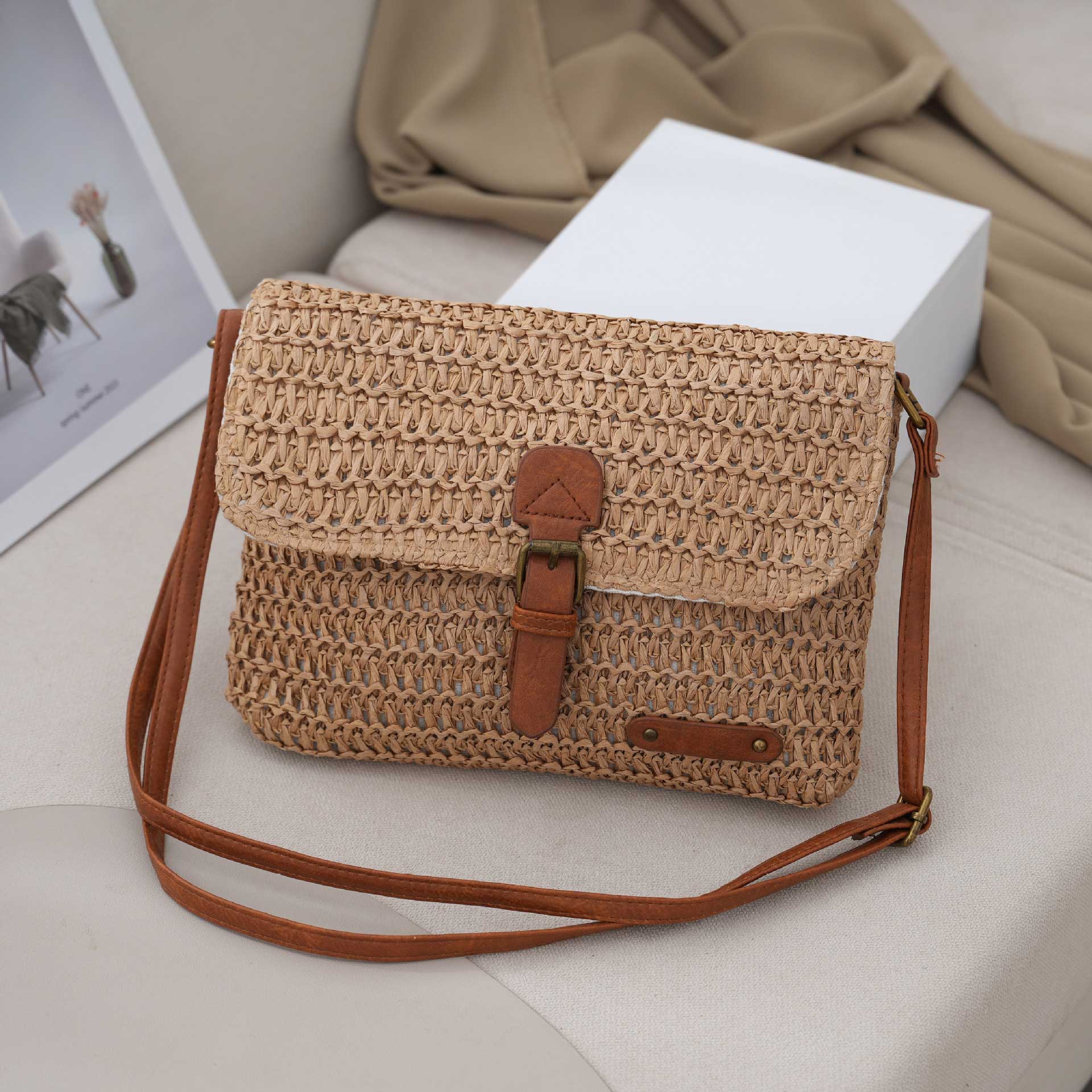 Modlily Dark Coffee Color Magnetic Crossbody Bag - One Size