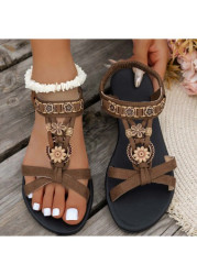 Modlily Dark Coffee Color Peep Toe Falt - 36