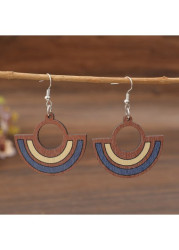 Modlily Dark Coffee Color Wood Detail Earrings - One Size