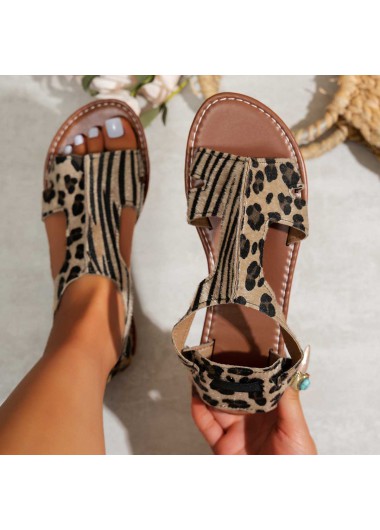 Modlily Dark Coffee Leopard Round Toe Falt - 39