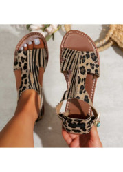 Modlily Dark Coffee Leopard Round Toe Falt - 39