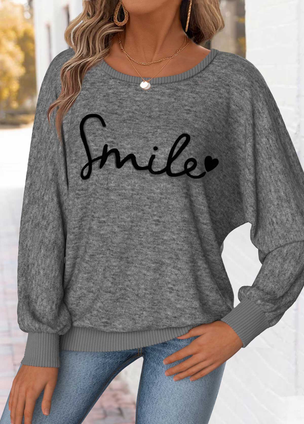 Modlily Dark Grey Marl Tummy Coverage Letter Print T Shirt - XL