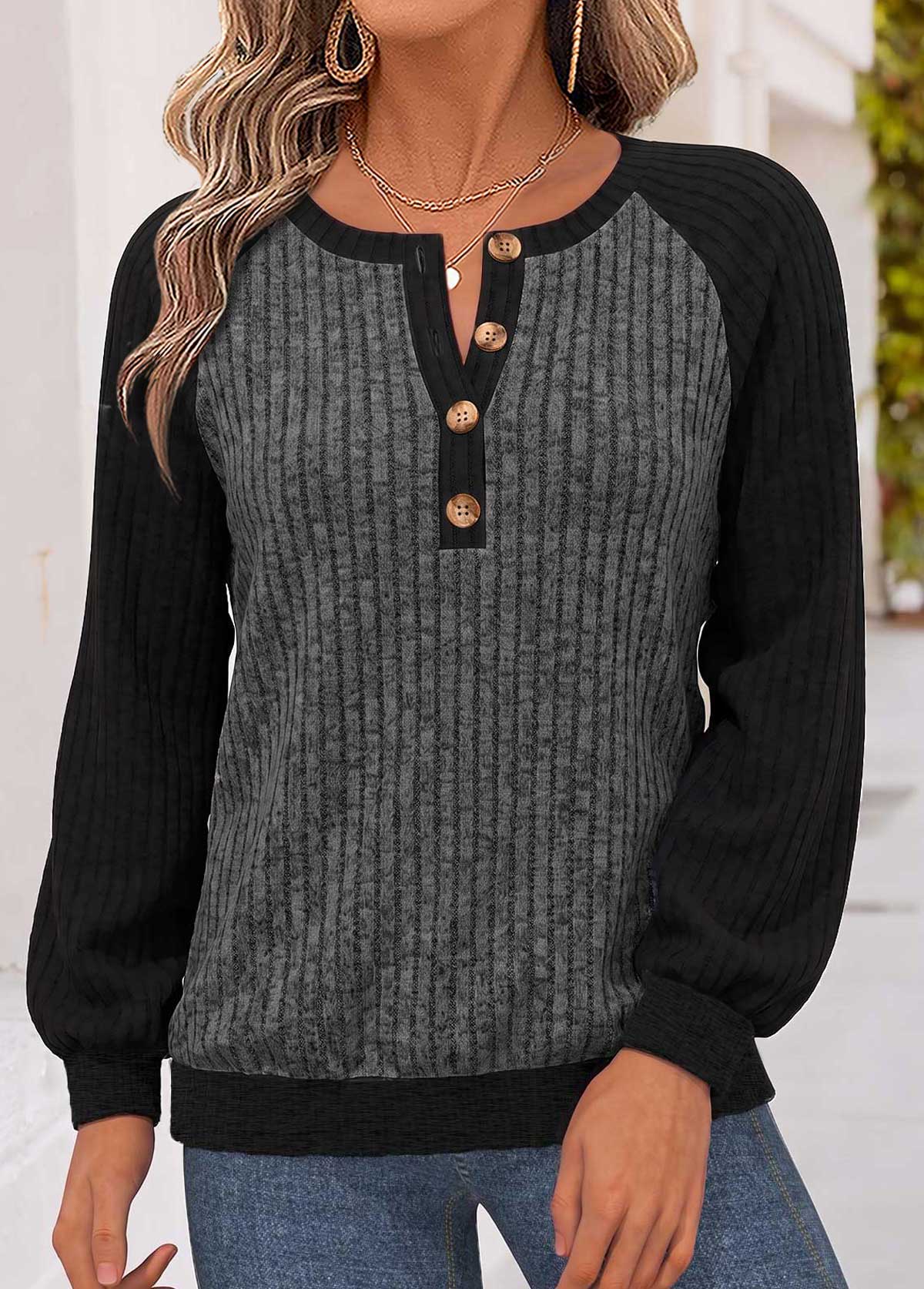 Modlily Dark Grey Marl Tummy Coverage Long Sleeve Sweatshirt - M