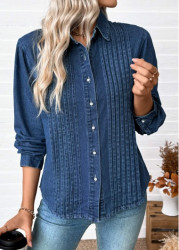 Modlily Denim Blue Tummy Coverage Long Sleeve Shirt - S