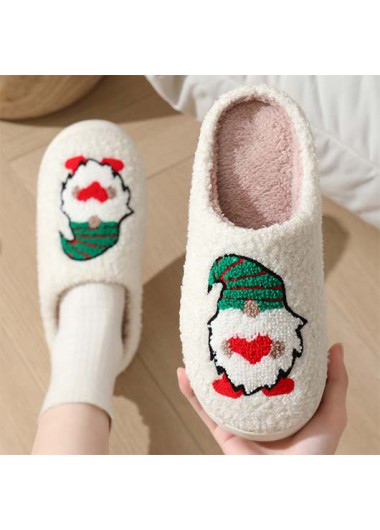 Modlily Flip Flops Christmas White Santa Claus Print Closed Toe Falt - 37