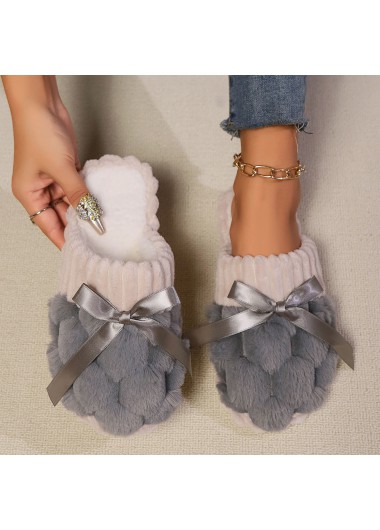 Modlily Flip Flops Grey Closed Toe Tweed Falt Slippers - 36