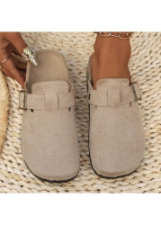 Modlily Flip Flops Light Camel Closed Toe Falt Slippers - 36