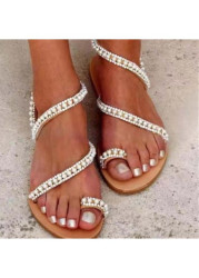 Modlily Flip Flops Light Coffee Open Toe Falt Flip Flops Slippers - 39