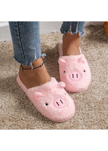 Modlily Flip Flops Pink Animal Print Closed Toe Falt Slippers - 36