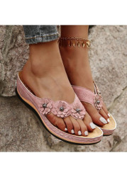 Modlily Flip Flops Pink Open Toe Low Heel Flip Flops - 36