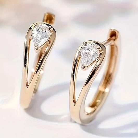 Modlily Gold Alloy Detail Rhinestone Round Earrings - One Size