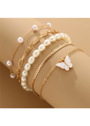 Modlily Golden Color Butterfly Alloy Detail Bracelets - One Size