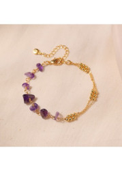 Modlily Golden Color Crystal Metal Detail Bracelet - One Size