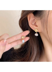 Modlily Golden Color Geometric Copper Detail Earrings - One Size
