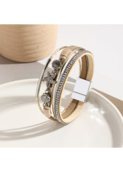 Modlily Gray Brown Shell Faux Leather Bangle - One Size
