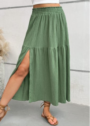 Modlily Green A Line Elastic Waist Maxi Skirt - XL