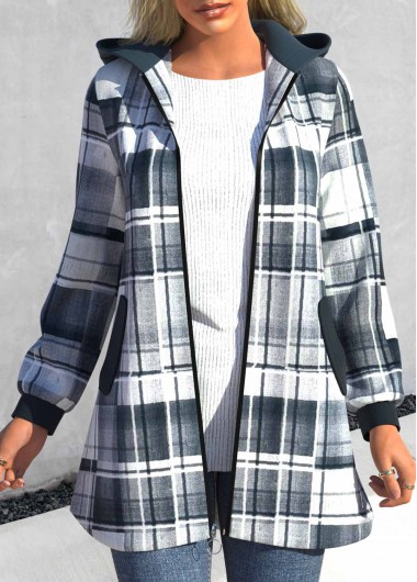 Modlily Grey Geometric Print Coat - M