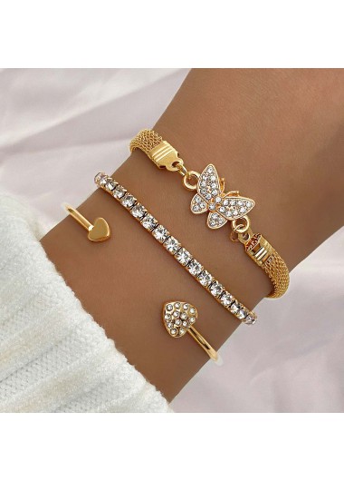 Modlily Halloween Golden Heart Butterfly Alloy Bracelets - One Size