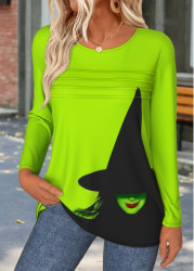 Modlily Halloween Neon Green Tummy Coverage Long Sleeve T Shirt - S