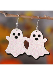Modlily Halloween White Ghost Faux Leather Earrings - One Size