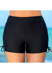 Modlily High Waist Tie Side Drawstring Plus Size Swim Shorts - 4X