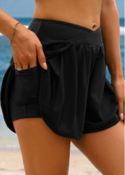 Modlily High Waisted Design Black Swim Shorts - S