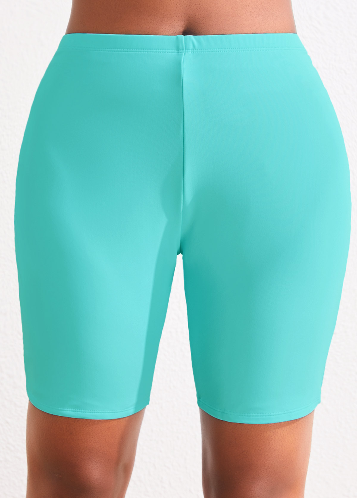 Modlily High Waisted Plus Size Mint Green Swim Shorts - 1X