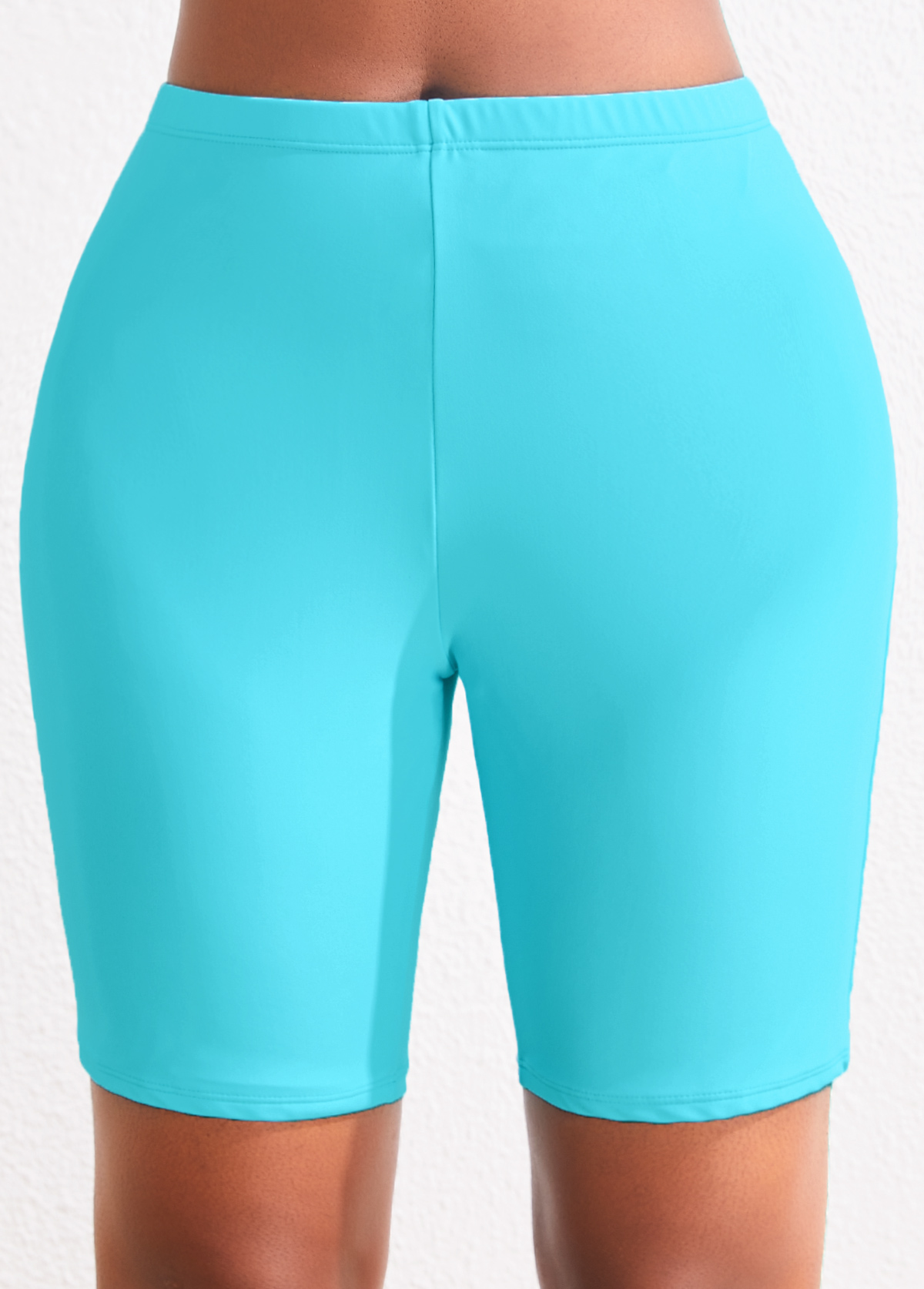 Modlily High Waisted Plus Size Neon Blue Swim Shorts - 2X